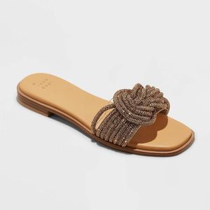 Women's Iliana Slide Sandals - A New Day Gold 8.5